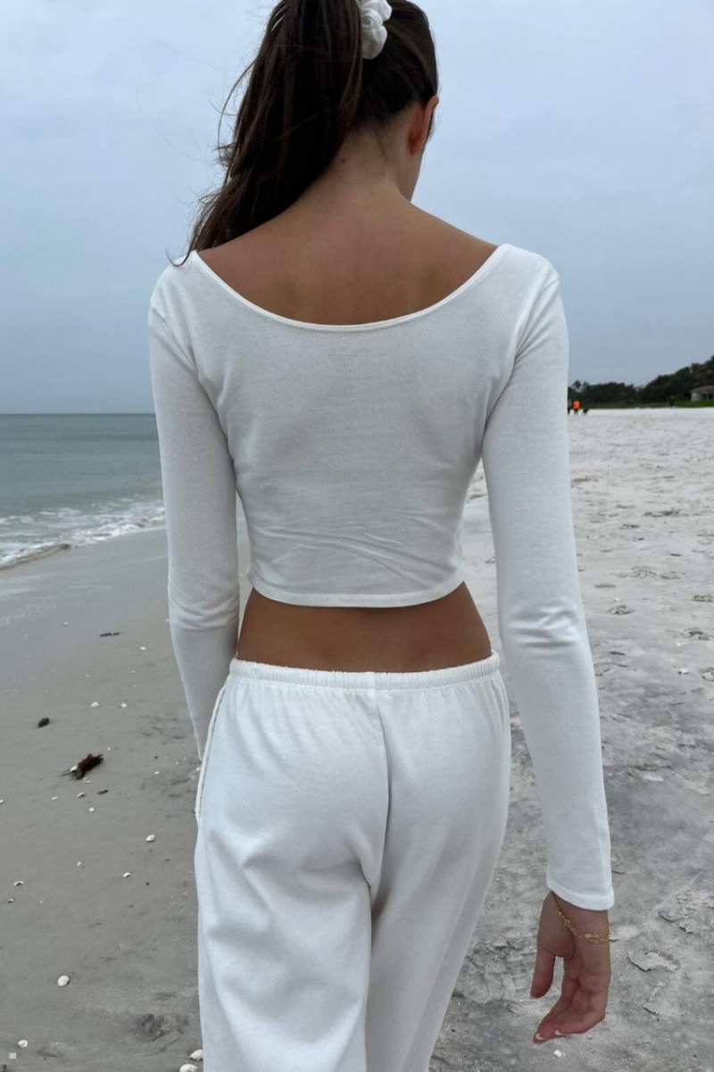 Hauts Brandy Melville Jillian Crop Blanche | CCG-45713879